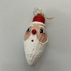 Handpainted Santa Face Light Bulb Ornament Whimsical Tree Decor Vintage Style
